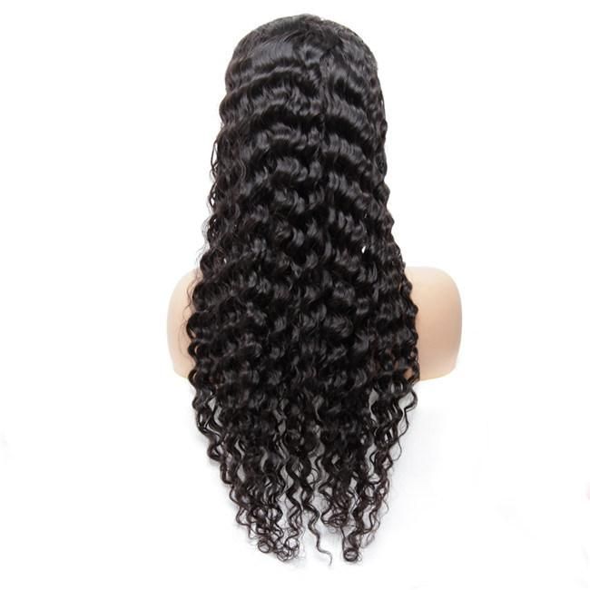 Transparent Thin Fim 13X4 HD Fine Swiss Pre Plucked Brazilian Deep Curl Lace Frontal Human Hair Wigs