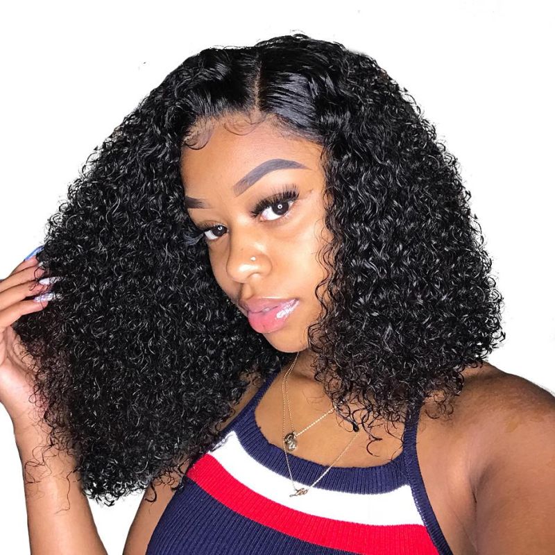 Cuticle Aligned Brazilian Human Hair Lace Curly Bob Wig