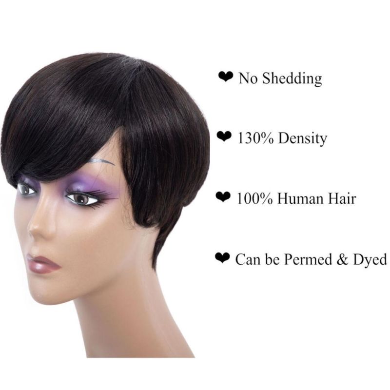 Short Human Hair Wigs Short Pixie Cut Wigs Short Brazilian Virgin Human Hair Wigs for Black Women Natural Black Wig