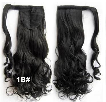 Kbeth Cheap Price Ponytail Extensions 22 Inch 55cm Long Magic Paste Black Brown Blonde Heat Resistant Curls Wavy Ponytail Synthetic Ponytail Hair Extension