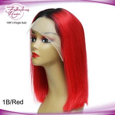 180% Density Raw Peruvian Lace Bob Wigs 1b/Red Color