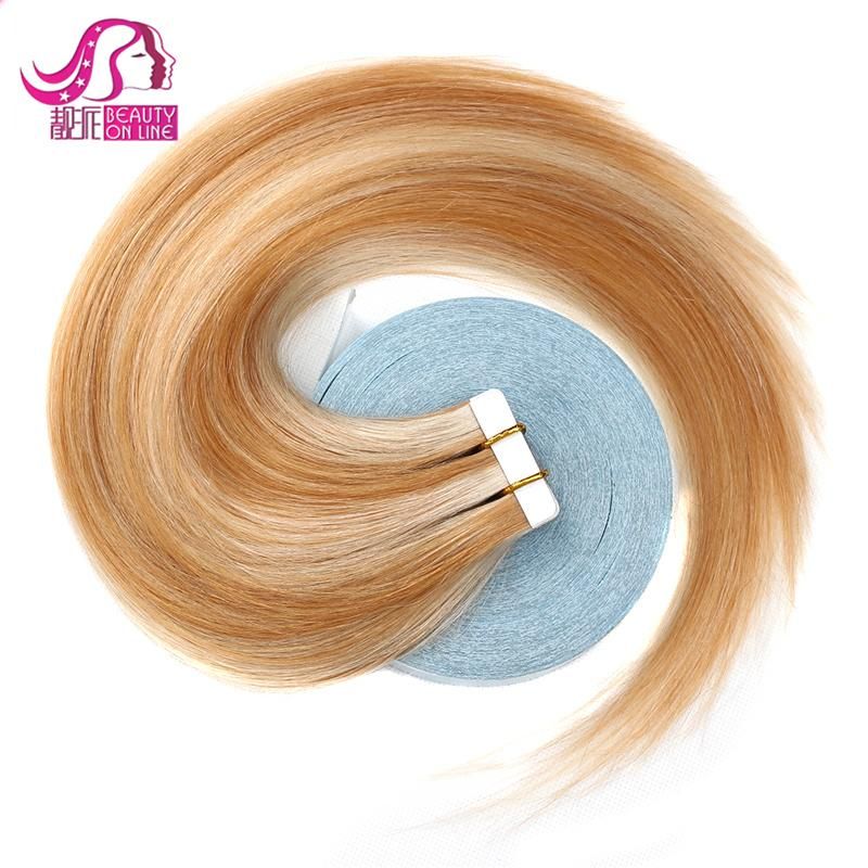 Tape in Human Hair Extension, Natural Double Drawn Tape Hair Extension 16"-24" 20PCS/Lot Brazilian PU Hair, Remy Skin Weft Hair