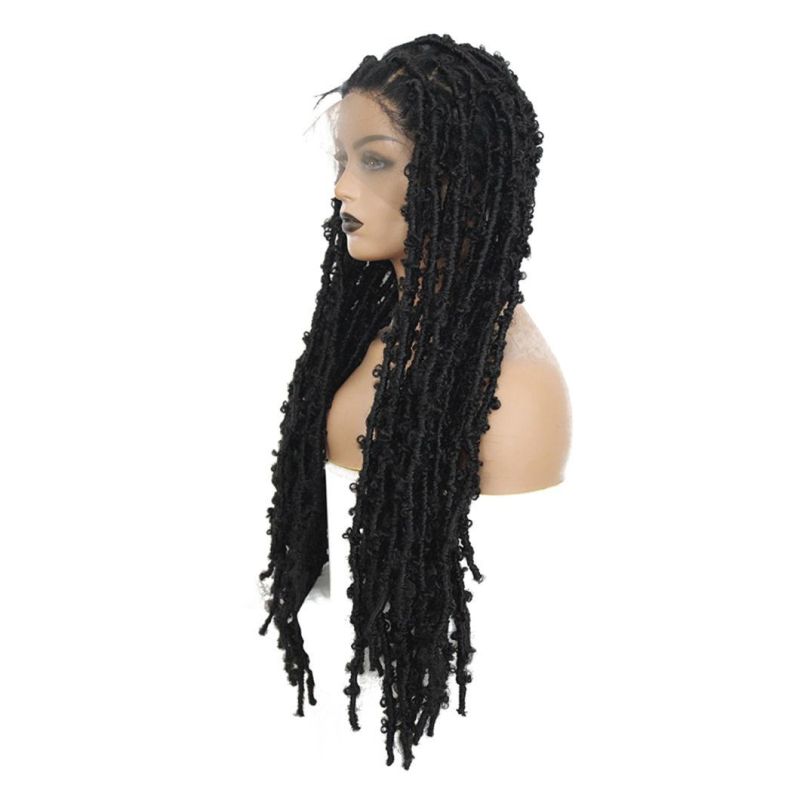 Full Lace Braided Wigs with Synthetic Distressed Messy Crochet Braid for Women Hand-Made Full Lace Frontal Wig