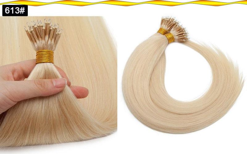 1g/Strand Nano Rings Micro Links Human Hair Extensions Micro Bead Pre Bonded Straight Natural Black Brown Blonde