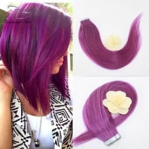 Violet Color PU Tape in 100% Remy Human Hair Extensions Fashion Tape in Hair Extensions