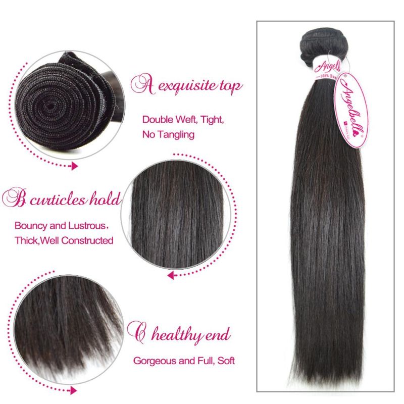 Angelbella Raw Indian Human Hair Natural Black Remy Hair Weaving Bundles