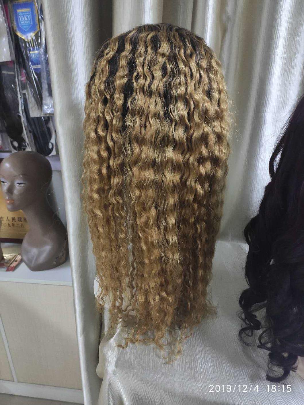 Blonde Ombre Color Human Hair Wigs Deep Wave