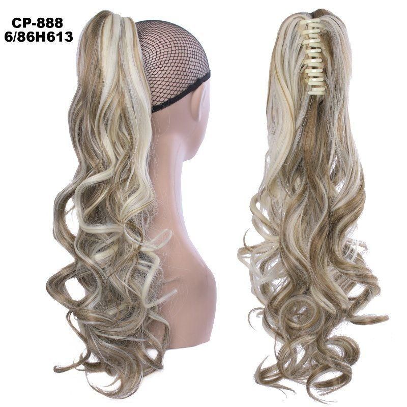 Natural Wavy Synthetic Clip in Hairpiece Human Hair Extensions Ponytail