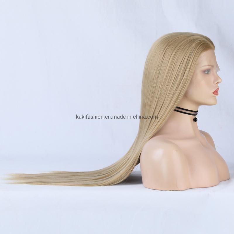 Wholesale Heat Resistant Silky Straight Lace Flaxen Front Women Fiber Wig