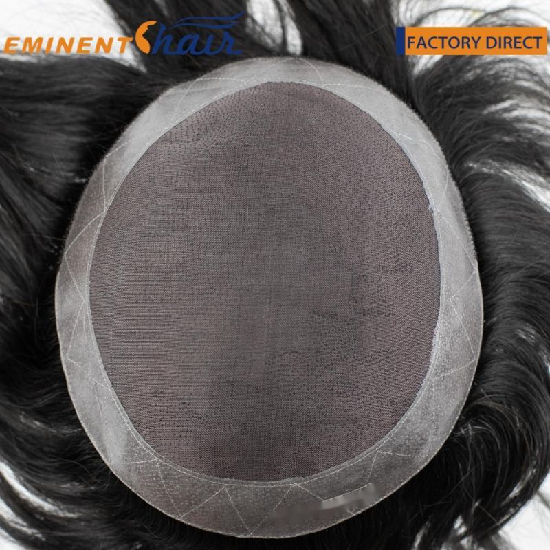 Black Fine Mono with Clear PU Hair Replacement for Men Custom Order Human Hair