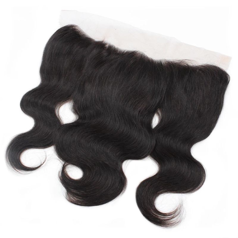 9A 13*4 Lace Front Closure Body Wavy Virgin Remy Human Hair Weaving #Black