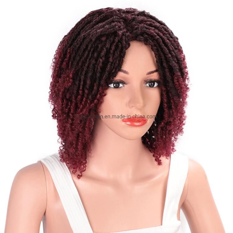 Soft Dreadlocks Hair 14 Inch Ombre Black Red Crochet Braids Wigs Heat Resistant Synthetic Short Wigs