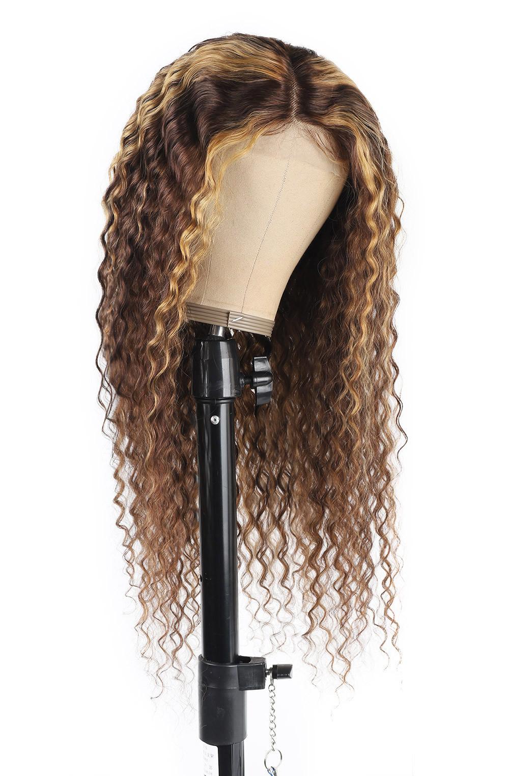 Best Quality Piano Hair Color 4/27 Highlight Wig Deep Curly Wigs Human Hair Lace Front Unprocessed Raw Remy Lace Frontal Wig