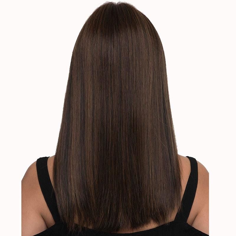 Wig Brown Pick Dye Medium-Length Straight Hair in The Middle Long Chemical Fiber Fluffy Front Lace Wig