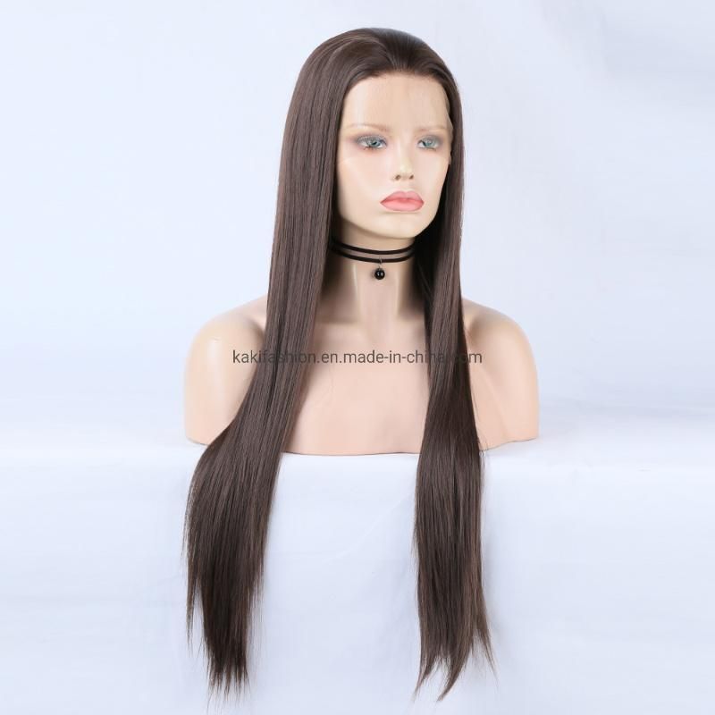 Trendy New Dark Brown 6# Wholesale Lace Front Synthetic Fiber Wig