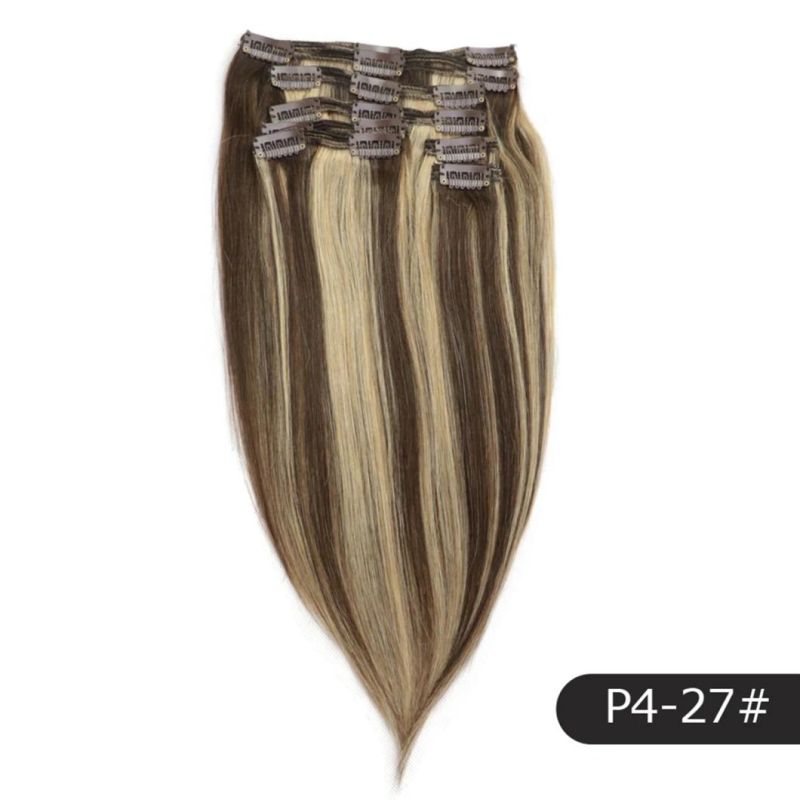 12-24 Clip in Human Hair 8PCS/Set Remy Clip in Extensions Full Head Brazilian Human Hair Multi Color Clip in 22 Inches