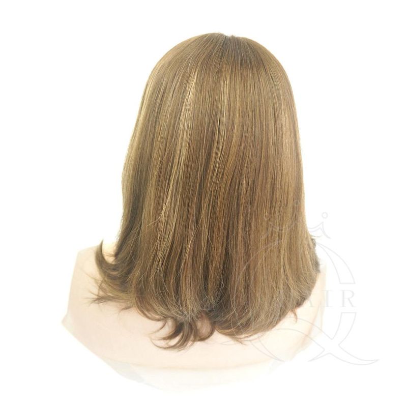 Brown Color Add Highlight Color Silk Top Kosher Wig Jewish Wig Customized Lace Top Wig