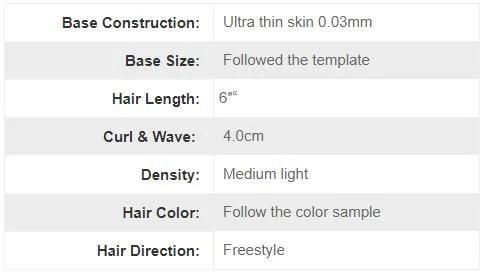 Ultra Thin Skin 0.03mm V-Looped Realistic Frontal Mens Hair Piece
