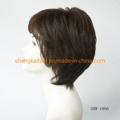 Wholesale Premium Quality Full Handtied Human Synthetic Hair Mixed Medical Use Hair Wig for Women