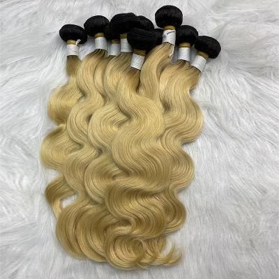 100% Unprocessed Human Hair Ombre Blonde Two Tone Color Virgin Hair Weave Bundles Wholesale Virgin Hair Vendor