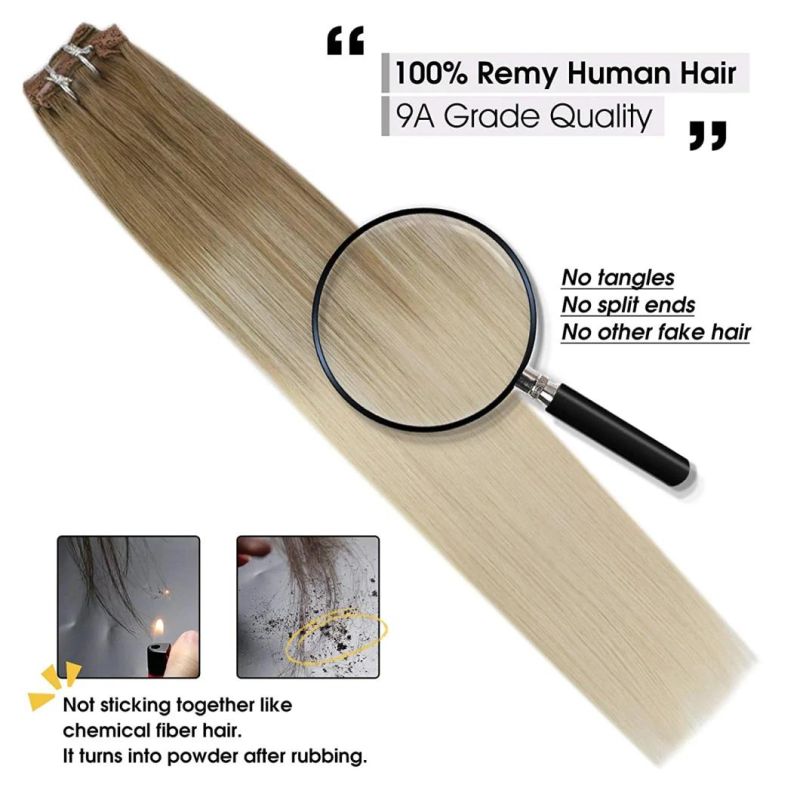 Clip in Hair Extensions 10-24 Inch Machine Remy Human Hair Brazilian Doule Weft Full Head Set Straight 7PCS 100g (10Inch Color P9A-60)