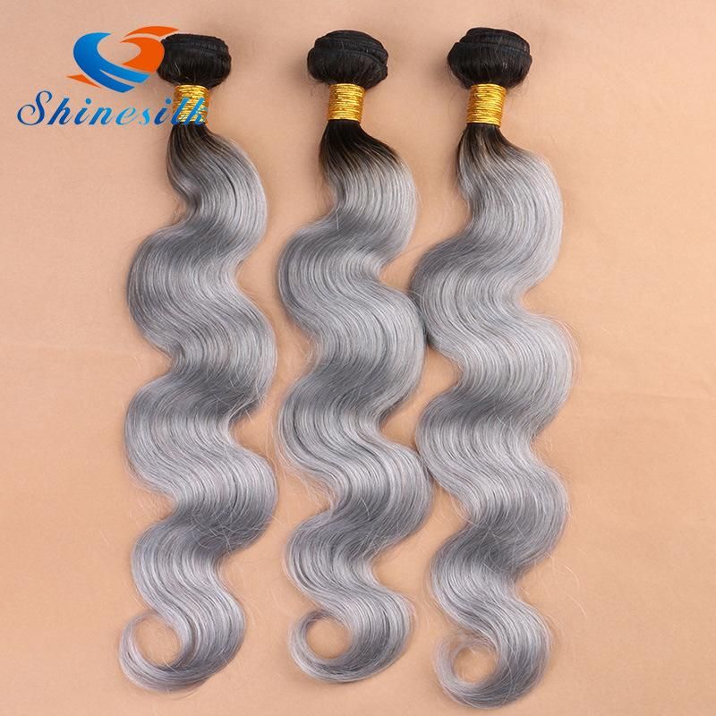 7A Brazilian Virgin Hair 1b Gray Hair Extension