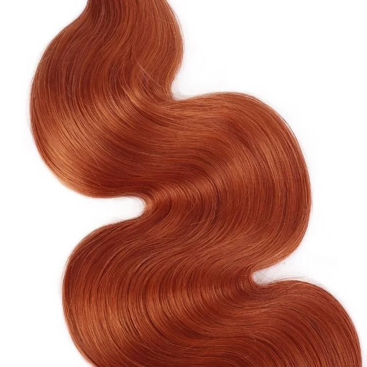 100% Remy Hair Brazilian Virgin Body Wave Human Hair Weft #Ginger