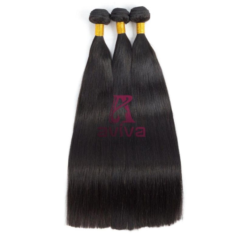 Peruvian Silky Straight Virgin Hair Double Weft Human Hair Extension Natural Black