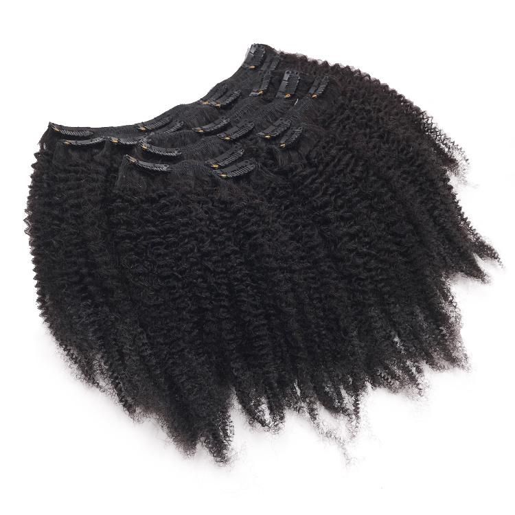 Afro Kinky 4b Curly Remy Brazilian Virgin Hair Clip in Hair Extensions 8PCS/Set