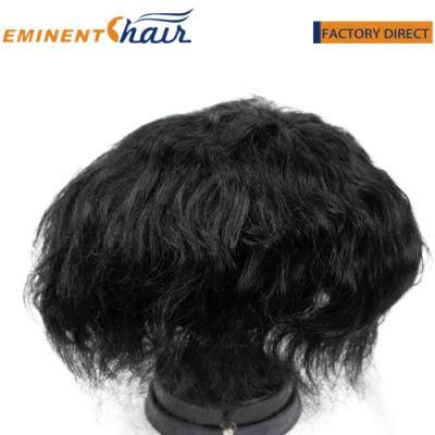 6 Inch Natural Black Color Skin PU Hair Replacement