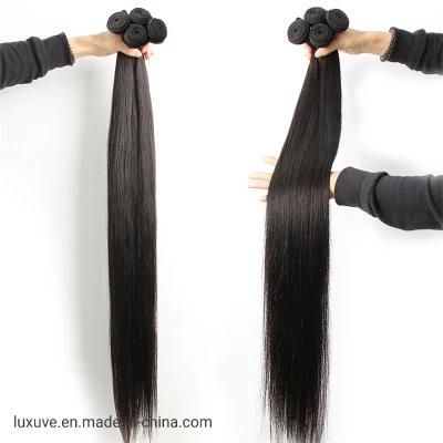 Luxuve 8-34inch 36 38 40 Inch Brazilian Hair Weave Bundles Straight 100% Human Hair 3/4 Bundles Natural Color Remy Hair Extensions