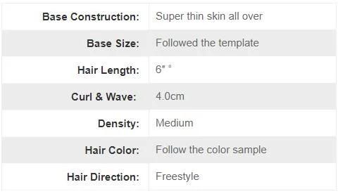 Thin Skin Base Single Split Knots Men′s Toupee