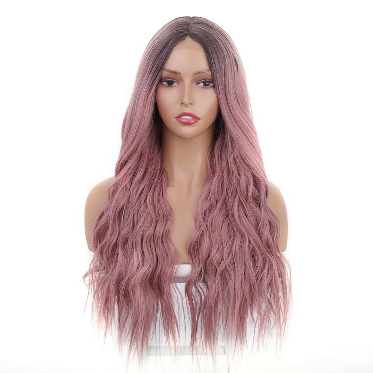 Long Synthetic Lace Ombre Pink Wigs Women Natural Body Wave Hair Wigs
