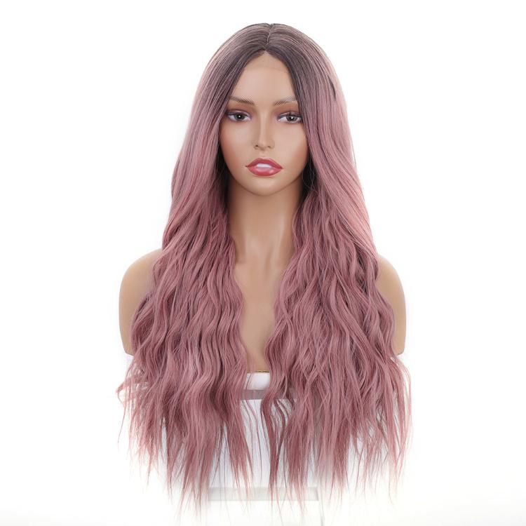 Long Synthetic Lace Ombre Pink Wigs Women Natural Body Wave Hair Wigs