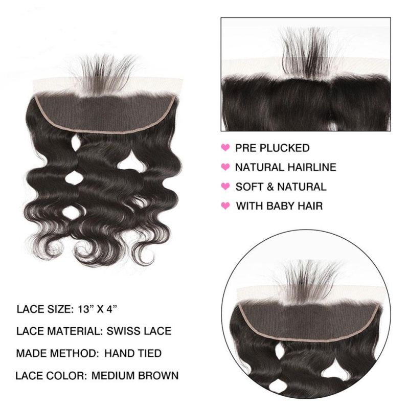 Brazilian Body Wave Hair Bundles with Frontal Transparent Ear to Ear 13X4 Lace Frontal Natural Human Hair Bundles with Frontal