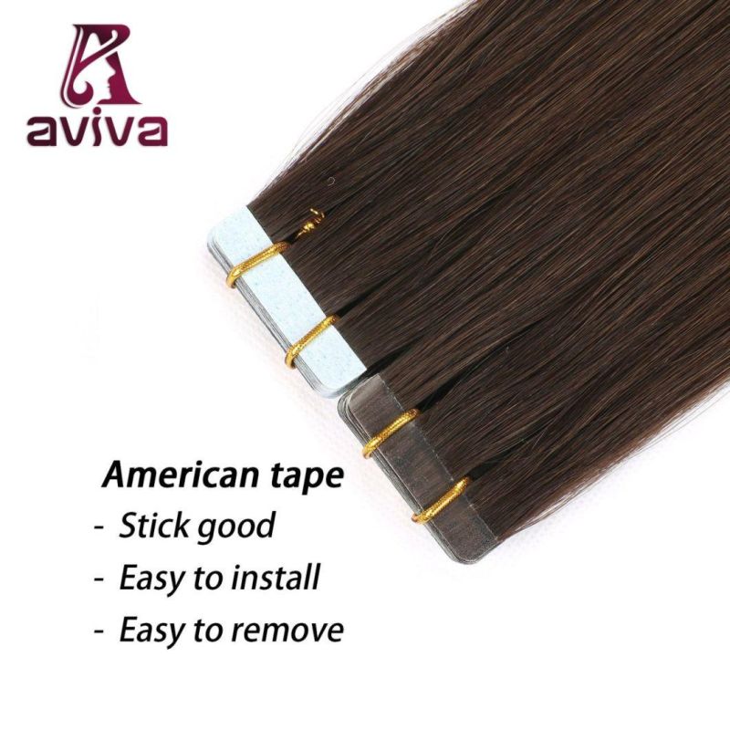 Double Weft 100% Remy Tape in Human Hair Extensions 2# 16 Inch Brazilian Straight 20PCS for Women Beautry Tape in Hair Extension