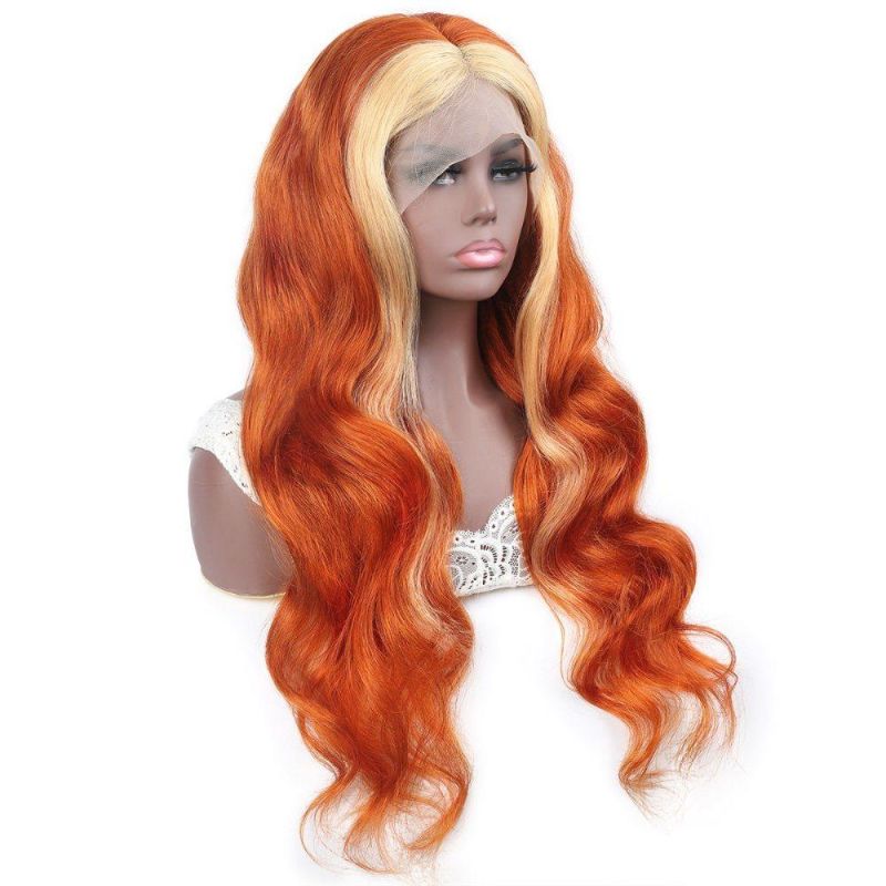 Wholesale 13X4 Lace Front Body Wavy Human Hair Wig #Ginger613