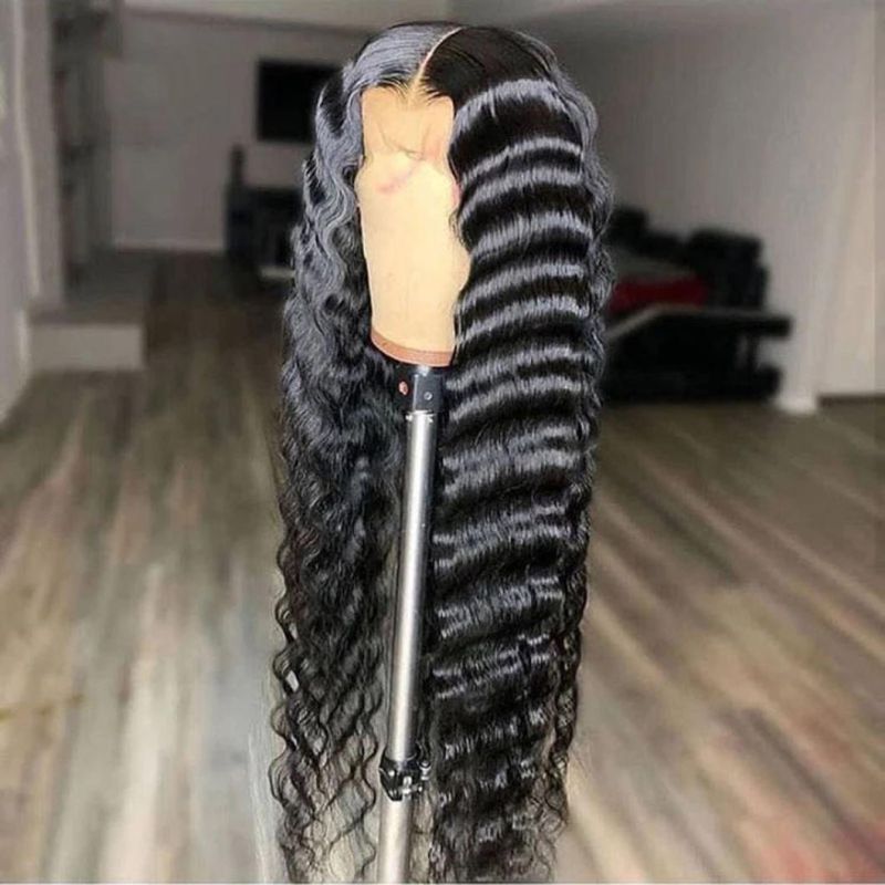 Deep Wave Dark Blue Ombre Colored Remy Hair Lace Part 13X4 Brazilia Human Hair Wigs 150% Pre Plucked with Baby Hair for Women