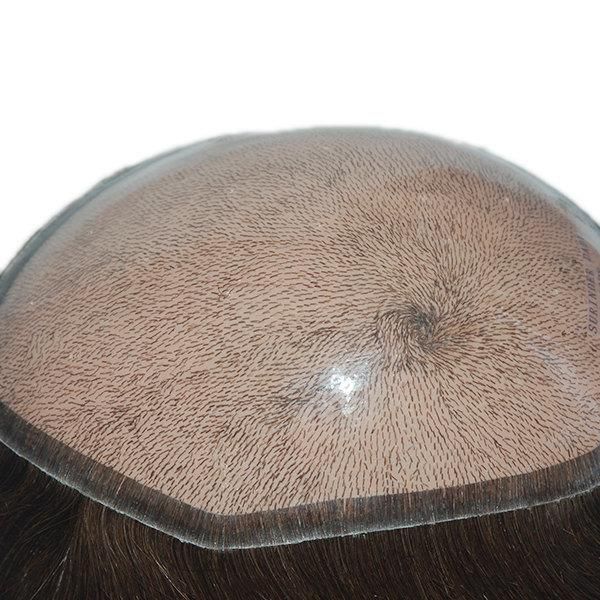 Injected Silicone Base Men′s Hair Replacement with Natural Look and Top Quality