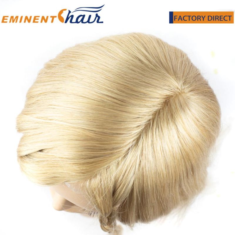 Custom Human Hair Clear PU with Lace Front Toupee Blond Women′s Wig