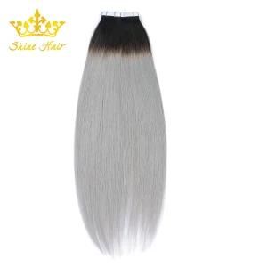 1b/Grey Two Tone Color Hair Extensions of Tape in Hair 12-28 Inch Available