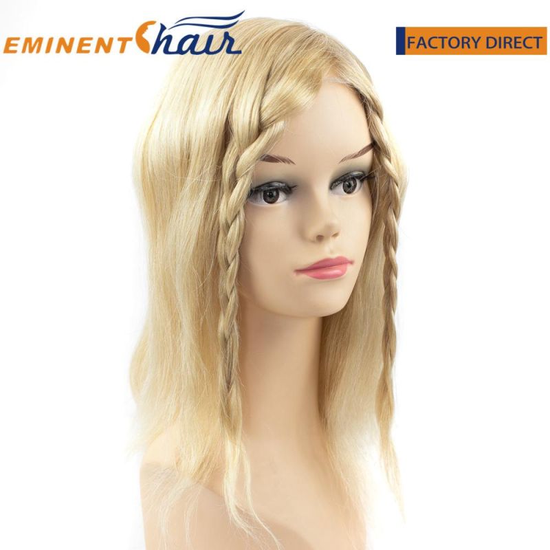 Custom Human Hair Clear PU with Lace Front Toupee Blond Women′s Wig