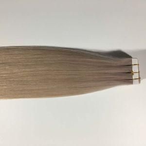 Grey# Straight Us PU Tape Skin Weft Brazilian Virgin Remy Human Hair Extensions