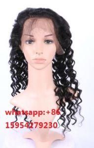 Human Hair 360 Wig Lace Frontal Deep Wave Black Color