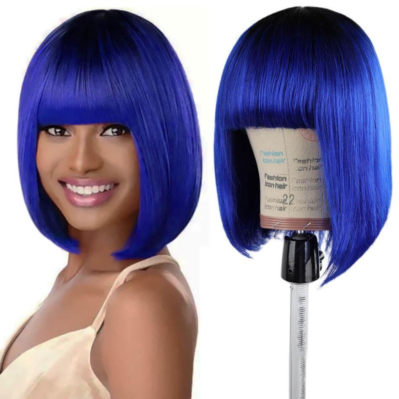 Straight Bobo Wigs with Bangs Remy Human Hair Ombre Human Hair Wig