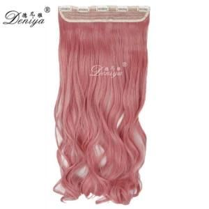 Full Head Natural Color Curly Style Synthetic One Piece Clip in Extensions