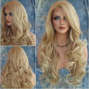 Fashionable 13X4 Blonde 150% Density Body Wave Synthetic Hair Wig