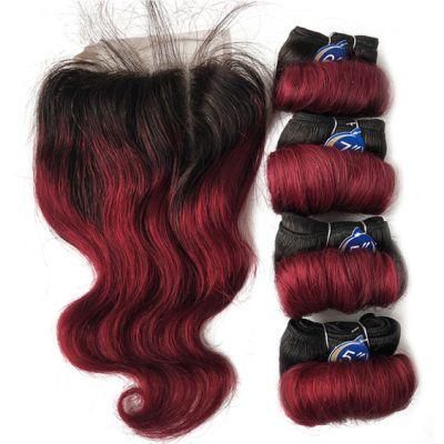 Ombre Human Hair Bundles with Closure Transparent Closure with Bundles Loose Wave Bundles with Closure Weave Short Hair Extensions