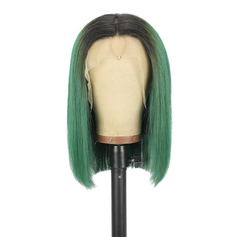 Good Looking Colorful Green Bob Wig, Ombre Color 1b Green Human Hair Bob Wig in Stock