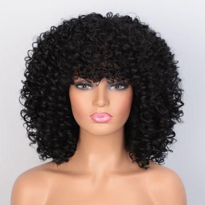 Kaki Loose Curly Wave Black Short Wig for Black Women Synthetic Hair Wigs